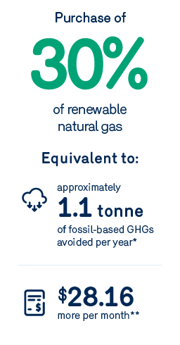 Purchase of 30% of renewable natural gas