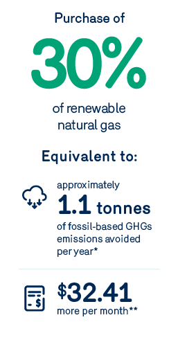 Purchase of 30% of renewable natural gas